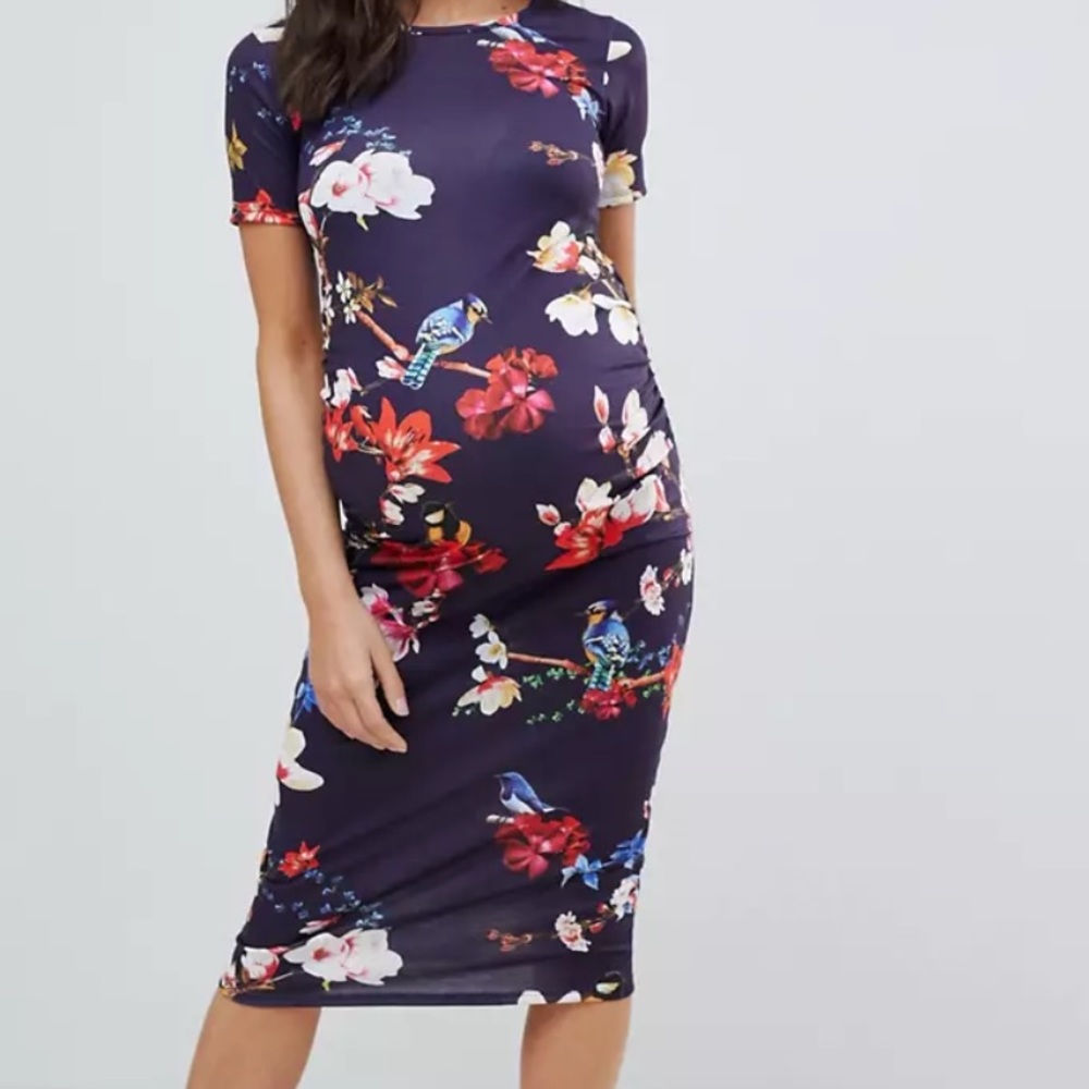 Maternity Floral Bodycon Dress